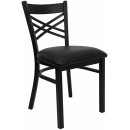 Flash Furniture HERCULES Series Black ''X'' Back Metal Restaurant Chair with Black Vinyl Seat [XU-6FOBXBK-BLKV-GG] width=
