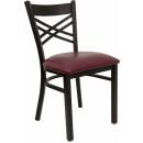 Flash Furniture HERCULES Series Black ''X'' Back Metal Restaurant Chair with Burgundy Vinyl Seat [XU-6FOBXBK-BURV-GG] width=