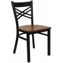 Flash Furniture HERCULES Series Black ''X'' Back Metal Restaurant Chair with Cherry Wood Seat [XU-6FOBXBK-CHYW-GG] width=