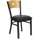 Flash Furniture HERCULES Series Black Circle Back Metal Restaurant Chair with Natural Wood Back & Black Vinyl Seat [XU-DG-6F2B-CIR-BLKV-GG] width=