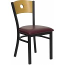 Flash Furniture HERCULES Series Black Circle Back Metal Restaurant Chair with Natural Wood Back & Burgundy Vinyl Seat [XU-DG-6F2B-CIR-BURV-GG] width=
