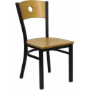 Flash Furniture HERCULES Series Black Circle Back Metal Restaurant Chair - Natural Wood Back & Seat [XU-DG-6F2B-CIR-NATW-GG] width=