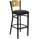 Flash Furniture HERCULES Series Black Circle Back Metal Restaurant Bar Stool with Natural Wood Back & Black Vinyl Seat [XU-DG-6F6B-CIR-BAR-BLKV-GG] width=