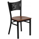 Flash Furniture HERCULES Series Black Coffee Back Metal Restaurant Chair with Cherry Wood Seat [XU-DG-60099-COF-CHYW-GG] width=