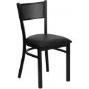 Flash Furniture HERCULES Series Black Grid Back Metal Restaurant Chair with Black Vinyl Seat [XU-DG-60115-GRD-BLKV-GG] width=