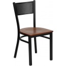Flash Furniture HERCULES Series Black Grid Back Metal Restaurant Chair with Cherry Wood Seat [XU-DG-60115-GRD-CHYW-GG] width=