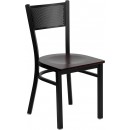 Flash Furniture HERCULES Series Black Grid Back Metal Restaurant Chair with Mahogany Wood Seat [XU-DG-60115-GRD-MAHW-GG] width=