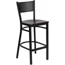 Flash Furniture HERCULES Series Black Grid Back Metal Restaurant Bar Stool with Mahogany Wood Seat [XU-DG-60116-GRD-BAR-MAHW-GG] width=
