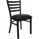 Flash Furniture HERCULES Series Black Ladder Back Metal Restaurant Chair with Black Vinyl Seat [XU-DG694BLAD-BLKV-GG] width=