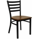 Flash Furniture HERCULES Series Black Ladder Back Metal Restaurant Chair with Cherry Wood Seat [XU-DG694BLAD-CHYW-GG] width=