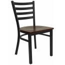 Flash Furniture HERCULES Series Black Ladder Back Metal Restaurant Chair with Mahogany Wood Seat [XU-DG694BLAD-MAHW-GG] width=