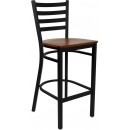 Flash Furniture HERCULES Series Black Ladder Back Metal Restaurant Bar Stool with Cherry Wood Seat [XU-DG697BLAD-BAR-CHYW-GG] width=