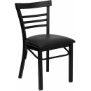 Flash Furniture HERCULES Series Black Ladder Back Metal Restaurant Chair with Black Vinyl Seat [XU-DG6Q6B1LAD-BLKV-GG] width=