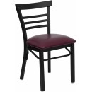 Flash Furniture HERCULES Series Black Ladder Back Metal Restaurant Chair with Burgundy Vinyl Seat [XU-DG6Q6B1LAD-BURV-GG] width=