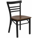 Flash Furniture HERCULES Series Black Ladder Back Metal Restaurant Chair with Cherry Wood Seat [XU-DG6Q6B1LAD-CHYW-GG] width=