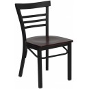 Flash Furniture HERCULES Series Black Ladder Back Metal Restaurant Chair with Mahogany Wood Seat [XU-DG6Q6B1LAD-MAHW-GG] width=