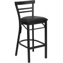 Flash Furniture HERCULES Series Black Ladder Back Metal Restaurant Bar Stool with Black Vinyl Seat [XU-DG6R9BLAD-BAR-BLKV-GG] width=