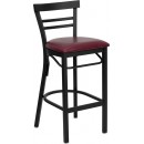 Flash Furniture HERCULES Series Black Ladder Back Metal Restaurant Bar Stool with Burgundy Vinyl Seat [XU-DG6R9BLAD-BAR-BURV-GG] width=