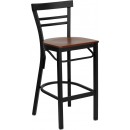 Flash Furniture HERCULES Series Black Ladder Back Metal Restaurant Bar Stool with Cherry Wood Seat [XU-DG6R9BLAD-BAR-CHYW-GG] width=