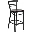 Flash Furniture HERCULES Series Black Ladder Back Metal Restaurant Bar Stool with Mahogany Wood Seat [XU-DG6R9BLAD-BAR-MAHW-GG] width=