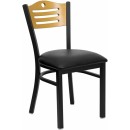 Flash Furniture HERCULES Series Black Slat Back Metal Restaurant Chair with Natural Wood Back & Black Vinyl Seat [XU-DG-6G7B-SLAT-BLKV-GG] width=