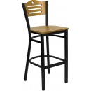 Flash Furniture HERCULES Series Black Slat Back Metal Restaurant Bar Stool with Natural Wood Back & Seat [XU-DG-6H3B-SLAT-BAR-NATW-GG] width=