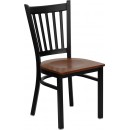 Flash Furniture HERCULES Series Black Vertical Back Metal Restaurant Chair with Cherry Wood Seat [XU-DG-6Q2B-VRT-CHYW-GG] width=