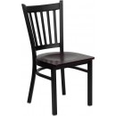 Flash Furniture HERCULES Series Black Vertical Back Metal Restaurant Chair with Mahogany Wood Seat [XU-DG-6Q2B-VRT-MAHW-GG] width=