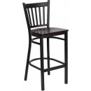 Flash Furniture HERCULES Series Black Vertical Back Metal Restaurant Bar Stool with Mahogany Wood Seat [XU-DG-6R6B-VRT-BAR-MAHW-GG] width=