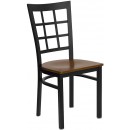 Flash Furniture HERCULES Series Black Window Back Metal Restaurant Chair with Cherry Wood Seat [XU-DG6Q3BWIN-CHYW-GG] width=
