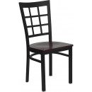 Flash Furniture HERCULES Series Black Window Back Metal Restaurant Chair with Mahogany Wood Seat [XU-DG6Q3BWIN-MAHW-GG] width=