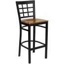 Flash Furniture HERCULES Series Black Window Back Metal Restaurant Bar Stool with Cherry Wood Seat [XU-DG6R7BWIN-BAR-CHYW-GG] width=