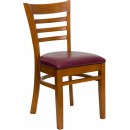 Flash Furniture HERCULES Series Cherry Finished Ladder Back Wooden Restaurant Chair with Burgundy Vinyl Seat [XU-DGW0005LAD-CHY-BURV-GG] width=