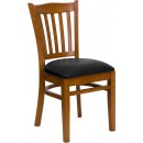 Flash Furniture HERCULES Series Cherry Finished Vertical Slat Back Wooden Restaurant Chair with Black Vinyl Seat [XU-DGW0008VRT-CHY-BLKV-GG] width=