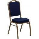 Flash Furniture HERCULES Series Crown Back Stacking Banquet Chair with Navy Blue Patterned Fabric and 2.5'' Thick Seat - Gold Frame [FD-C01-ALLGOLD-2056-GG] width=