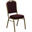 Flash Furniture HERCULES Series Crown Back Stacking Banquet Chair with Burgundy Patterned Fabric and 2.5'' Thick Seat - Gold Frame [FD-C01-ALLGOLD-EFE1679-GG] width=