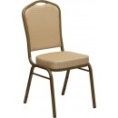 Flash Furniture HERCULES Series Crown Back Stacking Banquet Chair with Beige Patterned Fabric and 2.5'' Thick Seat - Gold Frame [FD-C01-ALLGOLD-H20124E-GG] width=