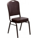 Flash Furniture HERCULES Series Crown Back Stacking Banquet Chair with Brown Vinyl and 2.5'' Thick Seat - Copper Vein Frame [FD-C01-COPPER-BRN-VY-GG] width=
