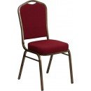 Flash Furniture HERCULES Series Crown Back Stacking Banquet Chair with Burgundy Fabric and 2.5'' Thick Seat - Gold Vein Frame [FD-C01-GOLDVEIN-3169-GG] width=