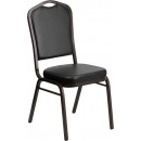 Flash Furniture HERCULES Series Crown Back Stacking Banquet Chair with Black Vinyl and 2.5'' Thick Seat - Gold Vein Frame [FD-C01-GOLDVEIN-BK-VY-GG] width=