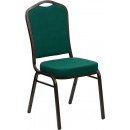 Flash Furniture HERCULES Series Crown Back Stacking Banquet Chair with Green Fabric and 2.5'' Thick Seat - Gold Vein Frame [FD-C01-GOLDVEIN-GN-GG] width=
