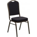 Flash Furniture HERCULES Series Crown Back Stacking Banquet Chair with Black Patterned Fabric and 2.5'' Thick Seat - Gold Vein Frame [FD-C01-GOLDVEIN-S0806-GG] width=