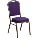 Flash Furniture HERCULES Series Crown Back Stacking Banquet Chair with Flash Furniture Purple Fabric and 2.5'' Thick Seat - Gold Vein Frame [FD-C01-PUR-GV-GG] width=