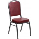 Flash Furniture HERCULES Series Crown Back Stacking Banquet Chair with Burgundy Vinyl and 2.5'' Thick Seat - Silver Vein Frame [FD-C01-SILVERVEIN-BURG-VY-GG] width=