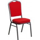 Flash Furniture HERCULES Series Crown Back Stacking Banquet Chair with Red Fabric and 2.5'' Thick Seat - Silver Vein Frame [FD-C01-SILVERVEIN-RED-GG] width=