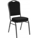 Flash Furniture HERCULES Series Crown Back Stacking Banquet Chair with Black Patterned Fabric and 2.5'' Thick Seat - Silver Vein Frame [FD-C01-SILVERVEIN-S076-GG] width=
