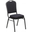 Flash Furniture HERCULES Series Crown Back Stacking Banquet Chair with Black Patterned Fabric and 2.5'' Thick Seat - Silver Vein Frame [HF-C01-SV-E26-BK-GG] width=