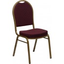 Flash Furniture HERCULES Series Dome Back Stacking Banquet Chair with Burgundy Patterned Fabric and 2.5'' Thick Seat - Gold Frame [FD-C03-ALLGOLD-EFE1679-GG] width=