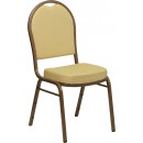 Flash Furniture HERCULES Series Dome Back Stacking Banquet Chair with Beige Patterned Fabric and 2.5'' Thick Seat - Gold Frame [FD-C03-ALLGOLD-H20377A-GG] width=