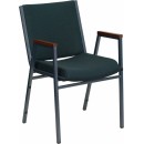 Flash Furniture HERCULES Series Heavy Duty, 3'' Thickly Padded, Green Patterned Upholstered Stack Chair with Arms [XU-60154-GN-GG] width=
